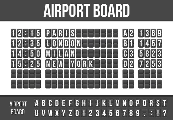 Kreative Vektor Illustration Der Realistischen Flip Anzeigetafel Ankunftsflughafen Tafel Mit — Stockvektor