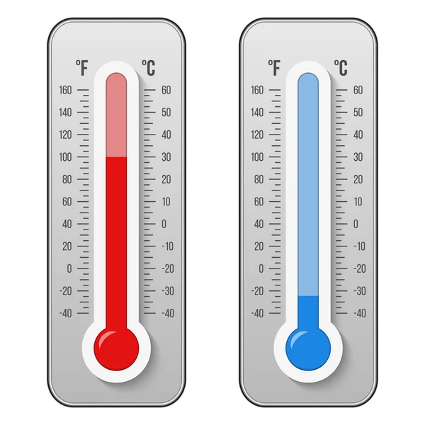 Kreative Vektorillustration Von Celsius Fahrenheit Meteorologische Thermometer Skala Isoliert Auf — Stockvektor