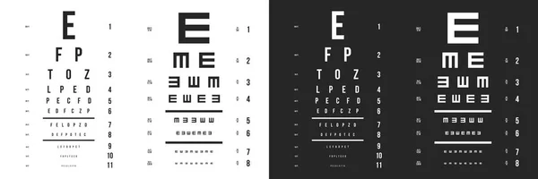 目の創造的なベクトル図は 背景に分離されたラテン文字とグラフをテストします アート デザイン医療ポスター サイン 目視検査のため眼科のテストの概念グラフィック要素 — ストックベクタ