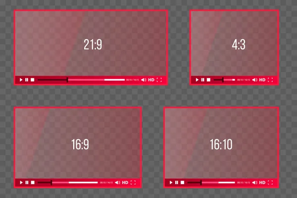 Креативная Векторная Иллюстрация Веб Плееров Видео Аудио Изолированных Прозрачном Фоне — стоковый вектор