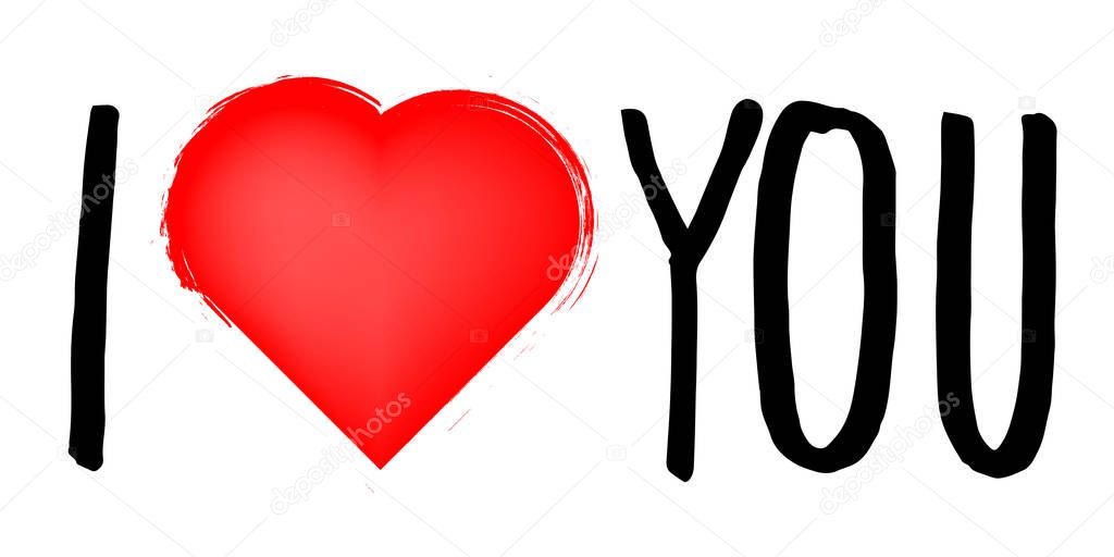 Creative vector illustration of red heart i love you with place for your text isolated on background. Art design. Valentines love day. Abstract concept graphic element.