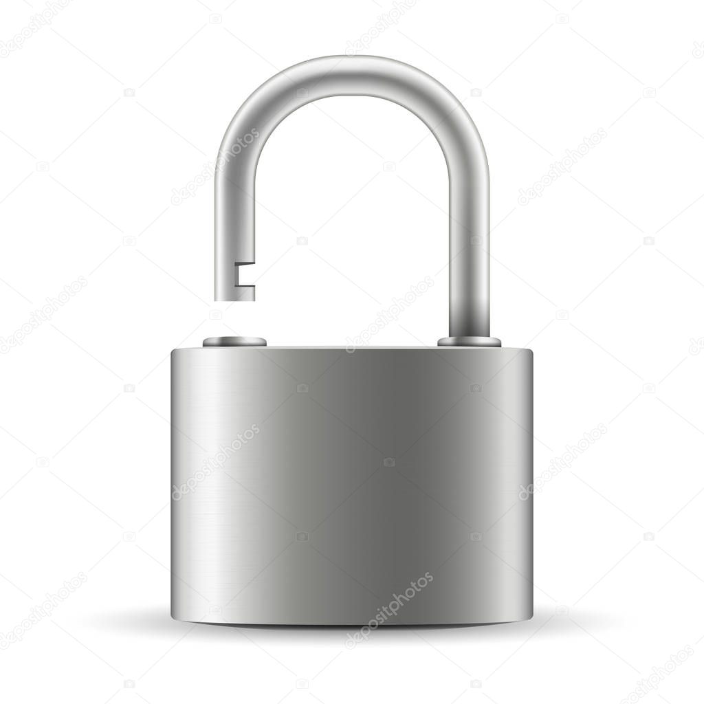 Creative vector illustration of realistic closed padlock for protection privacy isolated on transparent background. Art design metal steel lock. Closed and open. Abstract concept graphic element.