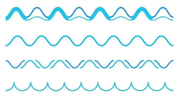 Kreativa vektorillustration av blue sea line prydnad ställa isolerade på transparent bakgrund. Konst design sömlös marin dekoration vågmönster. Abstrakt begrepp kurviga, sicksack vågigt papperselement — Stock vektor