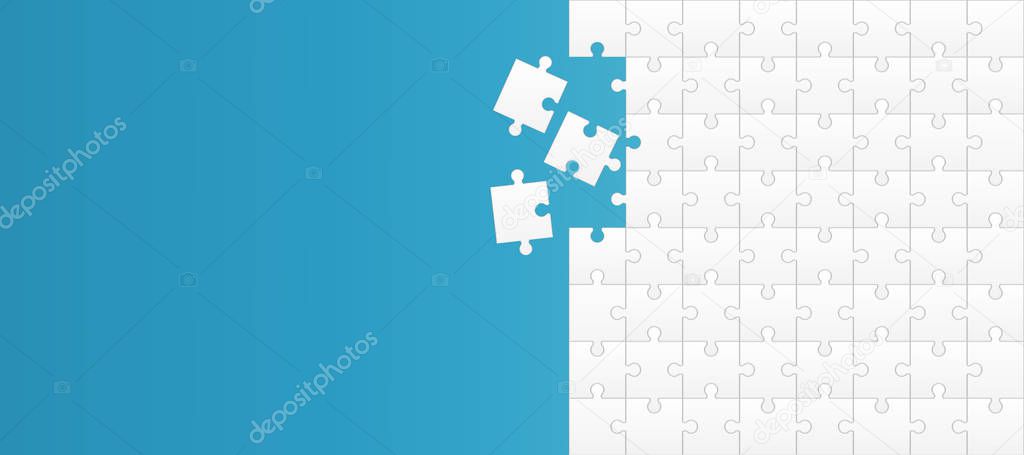 Creative vector illustration of jigsaw puzzle pieces background. Business concept art design blank mockup template. Abstract graphic seamless mosaic element