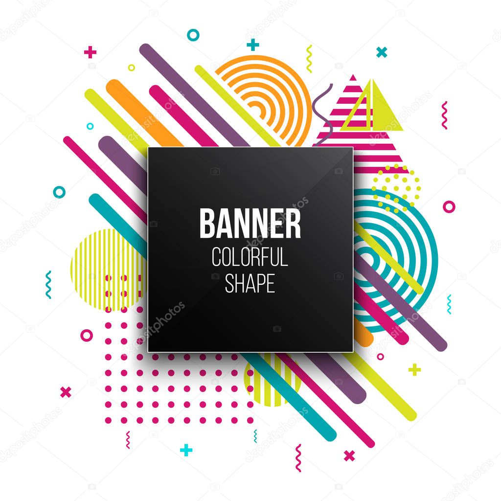 Creative vector illustration of trendy geometric flat banner frame isolated on background. Art design for brochure, cover, template, decorated, flyer, presentations. Abstract concept graphic element