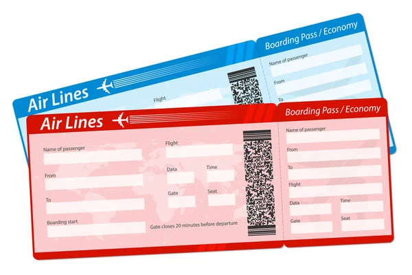 Ilustracja wektorowa kreatywnych linia lotnicza boarding pass bilet na przezroczystym tle. Sztuka projektowania dla podróży samolotem. Streszczenie element kodu Qr2 graficznym kodów kreskowych koncepcja. — Wektor stockowy