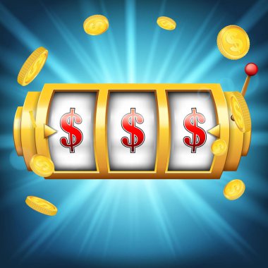 3d kumar reel, casino slot makinesinin üzerinde şeffaf arka plan izole yaratıcı vektör Illustration. Sanat tasarım. Kavramı soyut grafik elemanı - bir kol haydut, şanslı sembolü, büyük kazanmak, 777