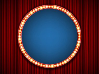 Retro ampul çerçeve yaratıcı vektör çizim üzerinde izole şeffaf arka plan ayarlayın. Sanat Tasarım parlak afiş dekorasyon perdeler. Soyut kavram grafik tiyatro billboard öğesi