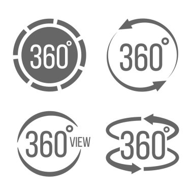 360 derece görünümü yaratıcı vektör çizim şeffaf arka plan üzerinde izole işareti kümesi ile ilgili. Sanat tasarım. Soyut kavram grafik döndürme oklarını, panorama, sanal gerçeklik kask öğesi