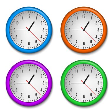 Üstten Görünüm basit klasik duvar office saati üzerinde şeffaf arka plan izole yaratıcı vektör Illustration. Sanat tasarım zamanı şablonu closeup mockup. Soyut kavram grafik saat yönünde, elemanı