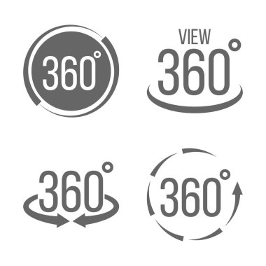 360 derece görünümü yaratıcı vektör çizim şeffaf arka plan üzerinde izole işareti kümesi ile ilgili. Sanat tasarım. Soyut kavram grafik döndürme oklarını, panorama, sanal gerçeklik kask öğesi