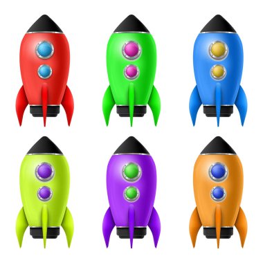 Vector illustration of realistic 3D rocket space ship launch isolated on transparent background. Space exploration. Art design startup creative idea. Abstract concept graphic element clipart