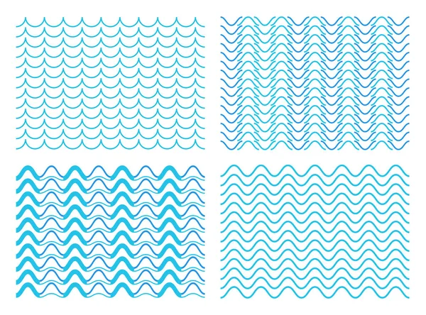 Ilustración vectorial creativa del conjunto de ornamento de línea de mar azul aislado sobre fondo transparente. Diseño de arte inconsútil patrón de decoración de olas marinas. Concepto abstracto curvy, zigzag elemento de papel ondulado — Vector de stock