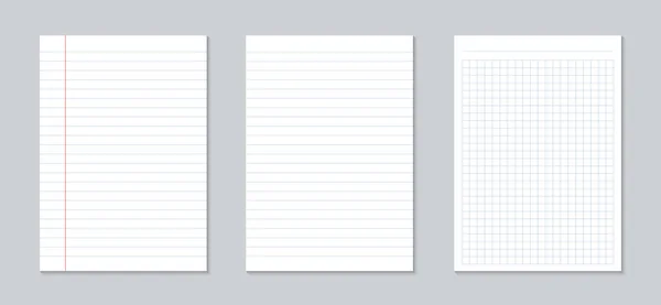 Illustrazione vettoriale creativa di quadrati realistici, fogli bianchi di carta foderati isolati su sfondo trasparente. Linee d'arte, quaderno con margine. Elemento grafico astratto del concetto — Vettoriale Stock