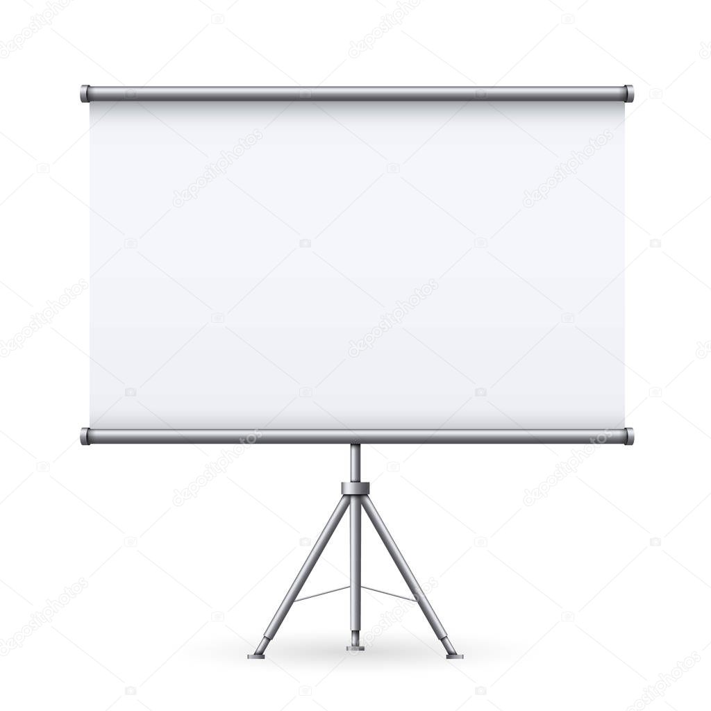 Creative vector illustration of empty meeting projector screen isolated on transparent background. For presentation board, blank whiteboard template mockup for conference. Art design. Graphic element