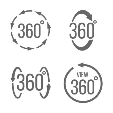 360 derece görünümü yaratıcı vektör çizim şeffaf arka plan üzerinde izole işareti kümesi ile ilgili. Sanat tasarım. Soyut kavram grafik döndürme oklarını, panorama, sanal gerçeklik kask öğesi