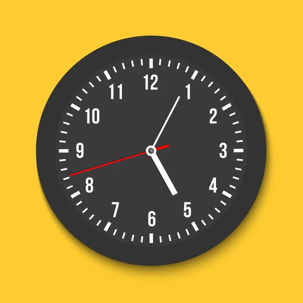 Ilustración vectorial creativa de la vista superior simple reloj clásico de oficina de pared aislado sobre fondo transparente. Plantilla de tiempo de diseño de arte primer plano maqueta. Concepto abstracto gráfico en sentido horario, elemento — Vector de stock