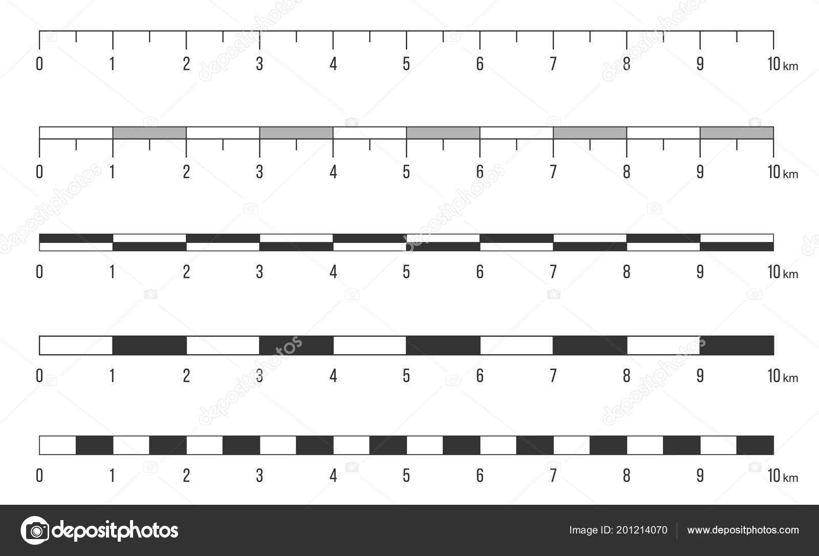 Creative vector illustration of map scale line set isolated on