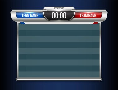 Yaratıcı vektör çizim dijital puan tahtası üzerinde şeffaf arka plan izole grafik yayın. Sanat Tasarım alt üçte şablonu. Soyut kavram, futbol, basketbol, futsal öğesi