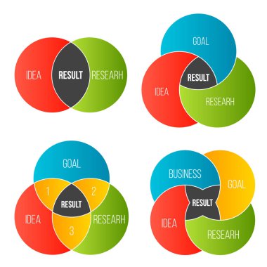 İş sunu slayt şablonu daire venn şeması üzerinde şeffaf arka plan izole yaratıcı vektör Illustration. Sanat Tasarım Infographic diyagram grafiği. Soyut kavram grafik öğesi