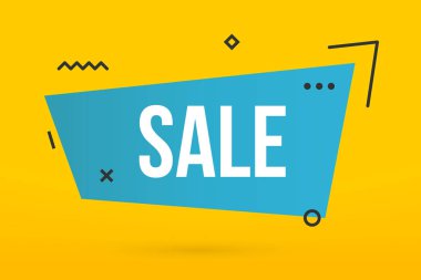 Yaratıcı vektör çizim modern trendy sezon satışı büyük başlığı etiket üzerinde şeffaf arka plan izole sunuyoruz. Sanat Tasarım Dükkanı mağaza şablonu. Soyut kavram grafik memphis geometrik stil öğesi