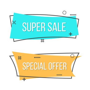 Promosyon şerit afiş üzerinde şeffaf arka plan izole yaratıcı vektör Illustration. Sanat Tasarım düz doğrusal rozeti. Soyut kavram kaydırma, fiyat etiketi, etiketi, satış afiş grafik öğesi