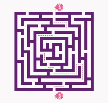 Labirent, yaratıcı vektör çizim giriş ile labirent ve izole üzerinde şeffaf arka plan çıkın. Sanat tasarım. Soyut kavram yollara çıkmaz, giriş, çıkış, bir grafik elemanı gitmek için yol değil