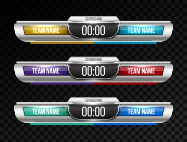 Yaratıcı vektör çizim dijital puan tahtası üzerinde şeffaf arka plan izole grafik yayın. Sanat Tasarım alt üçte şablonu. Soyut kavram, futbol, basketbol, futsal öğesi