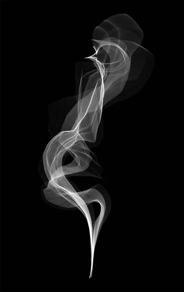 Illustration vectorielle créative de délicates vagues blanches de fumée de cigarette isolées sur fond transparent. Design d'art. Concept abstrait élément graphique — Image vectorielle