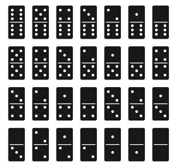 Kreatív vektoros illusztráció reális domino teljes körű elszigetelt átlátszó háttér. Dominó csontok művészeti design. Absztrakt fogalom 28 darab játék grafikai elem — Stock Vector