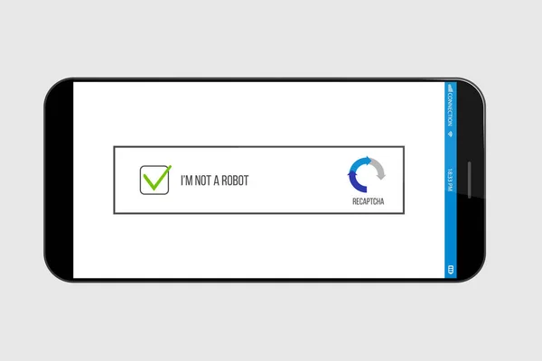 Δημιουργική διανυσματικά εικονογράφηση του captcha - είμαι ένα ρομπότ που απομονώνονται σε φόντο. Τέχνη σχεδιασμού ασφαλείας σύνδεσης κώδικα υπολογιστή. Αφηρημένη έννοια πλήρως αυτοματοποιημένη δημόσια turing test γραφικού στοιχείου — Διανυσματικό Αρχείο