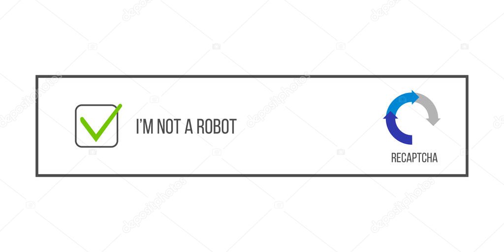 Creative vector illustration of captcha - i am on a robot isolated on background. Art design security login computer code. Abstract concept completely automated public turing test graphic element