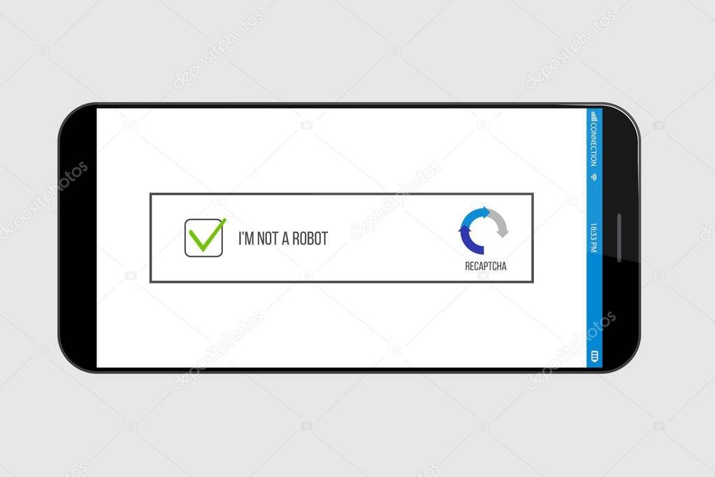 Creative vector illustration of captcha - i am on a robot isolated on background. Art design security login computer code. Abstract concept completely automated public turing test graphic element