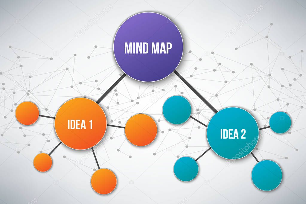 Creative vector illustration of mind map infographic template isolated on transparent background with place for your content. Art design. Abstract concept graphic element