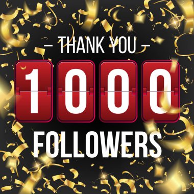 Yaratıcı vektör çizim 1000 takipçileri abone, teşekkür kartı afiş üzerinde şeffaf arka plan izole. Sanat Tasarım web kullanıcısı blogger ağı kutluyor. Soyut kavram grafik öğesi