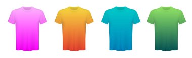 Yaratıcı vektör çizim renkli T-shirt üzerinde şeffaf arka plan izole ayarla. Sanat Tasarım boş mockup reklam şablonu. Soyut kavram grafik üstten görünüm yazdırma öğesi.