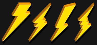 Gök gürültüsü ve cıvata aydınlatma flash simgesi yaratıcı vektör çizim üzerinde izole şeffaf arka plan ayarlayın. Sanat Tasarım elektrik Şimşek. Soyut kavram grafik tehlikeli sembol simge öğesi.