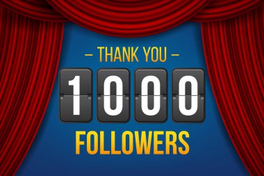 Yaratıcı vektör çizim 1000 takipçileri abone, teşekkür kartı afiş üzerinde şeffaf arka plan izole. Sanat Tasarım web kullanıcısı blogger ağı kutluyor. Soyut kavram grafik öğesi
