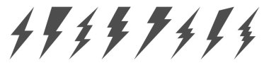 Gök gürültüsü ve cıvata aydınlatma flash simgesi yaratıcı vektör çizim üzerinde izole şeffaf arka plan ayarlayın. Sanat Tasarım elektrik Şimşek. Soyut kavram grafik tehlikeli sembol simge öğesi.