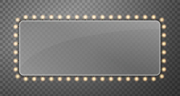 Δημιουργική διανυσματικά εικονογράφηση φωτιζόμενο ρεαλιστική λάμψη συμβολοσειρά banner βολβοί απομονώνονται σε διαφανές φόντο. Τέχνη σχεδιασμού λαμπερό φώτα Χόλιγουντ billboard. Αφηρημένη έννοια γραφικού στοιχείου — Διανυσματικό Αρχείο