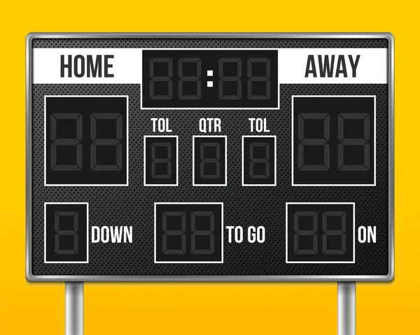 Kreative Vektorillustration des American Football Anzeigetafel mit Infografiken isoliert auf transparentem Hintergrund. art design sport game score mit digitalen led dots. abstraktes Konzept grafisches Element. — Stockvektor