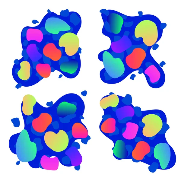 Ilustración vectorial creativa de formas de gradiente colorido orgánico fluido moderno composición aislada sobre fondo transparente. Diseño de arte burbujas de colores fluorescentes. Concepto abstracto elemento gráfico — Vector de stock