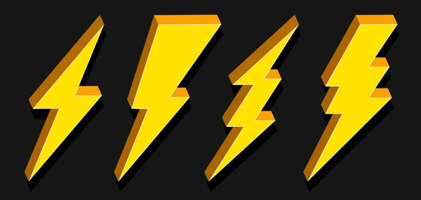 Kreatív vektoros illusztráció és Mennydörgés bolt világítás flash ikon készlet elszigetelt a átlátszó háttér. Art design elektromos thunderbolt. Elvont fogalom veszélyes embléma ikon elem. — Stock Vector