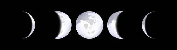 Творческая векторная иллюстрация реалистичных схем фаз луны, изолированных на прозрачном фоне. Лунный календарь художественного дизайна. Различные стадии лунной активности. Абстрактный концепт графический элемент . — стоковый вектор