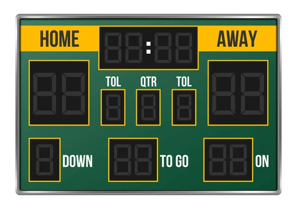 Kreativa vektorillustration av amerikansk fotboll scoreboard med infographics isolerad på transparent bakgrund. Konst design sport spel Poäng med digital Led prickar. Abstrakt begrepp grafiskt element. — Stock vektor