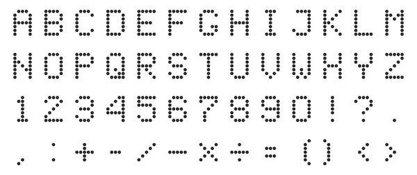 Kreativa vektorillustration av led digital alfabetet, teckensnitt, elektronisk nummer digital display, bokstäver, tecken, symboler isolerad på transparent bakgrund. Konstdesign. Abstrakt begrepp grafiskt element — Stock vektor