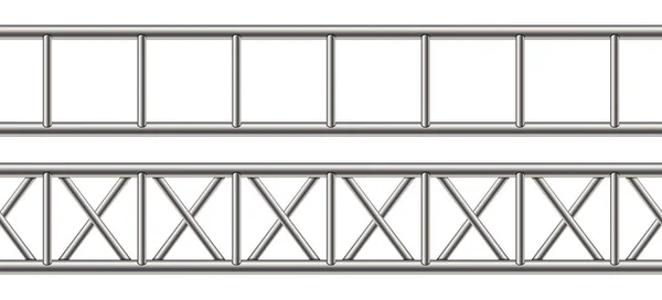 Ilustração vetorial criativa de viga de treliça de aço, tubos cromados isolados em fundo transparente. Design de arte estrutura de construção de metal horizontal para outdoor. Elemento gráfico do conceito abstrato —  Vetores de Stock