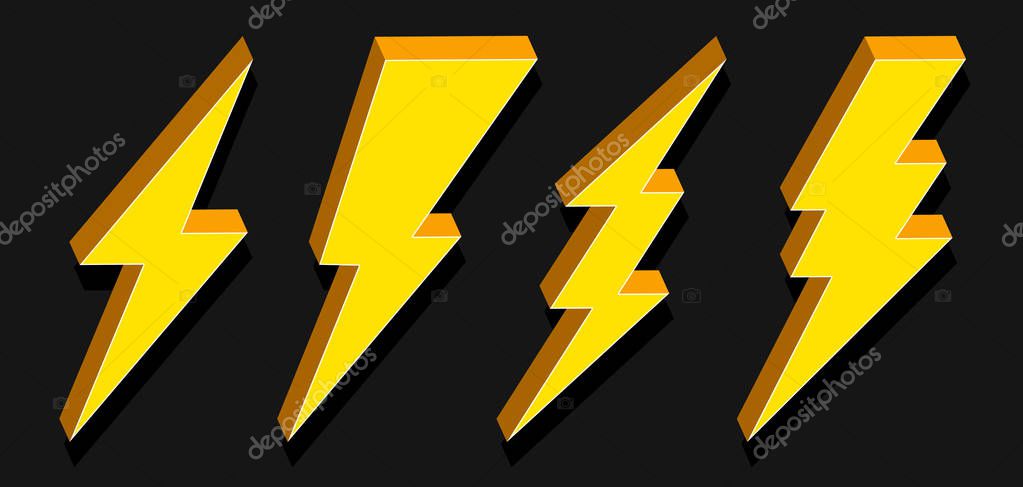 Creative vector illustration of thunder and bolt lighting flash icon set isolated on transparent background. Art design electric thunderbolt. Abstract concept graphic dangerous symbol icon element