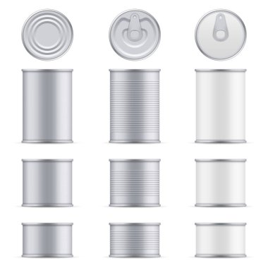 Yaratıcı vektör çizim metal konserve ton balığı üst ve ön görünüm üzerinde şeffaf arka plan izole. Sanat tasarım gıda alüminyum, çelik ambalaj şablonu kadar sahte. Soyut kavram grafik öğesi