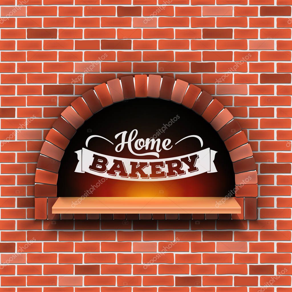Creative vector illustration of stone brick, pizza firewood oven with fire isolated on transparent background. Art design home bakery. Abstract concept graphic pizzeria restaurant, bread shop element.